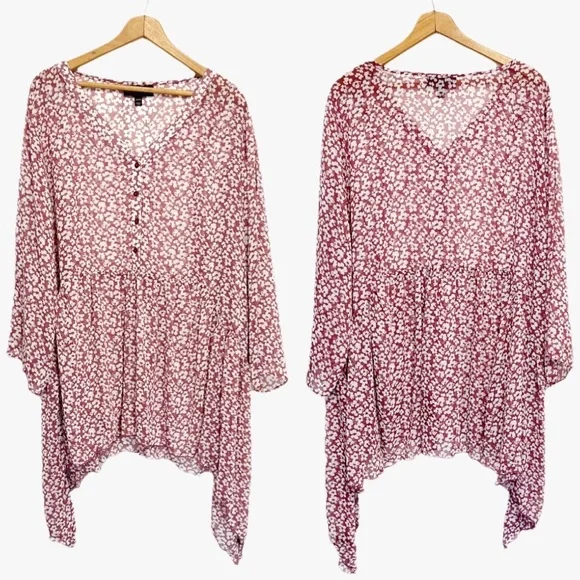 ❌SOLD❌➕ Lane Bryant Floral Semi Sheer Button Front Blouse Womens Plus Size 22/24 - Picture 1 of 9